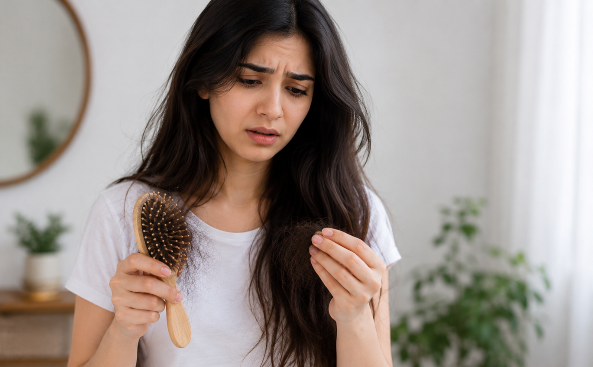 Hair fall problem in young woman